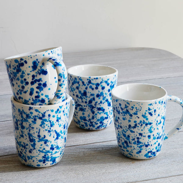 Blue Pheasant Sconset Mixed Blue Spongeware Mug, Pack/4