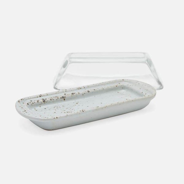 Blue Pheasant Lessie Rectangular Butter Dish - White Salt Glaze