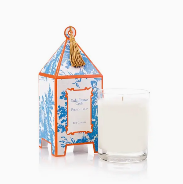 French Tulip Classic Toile Pagoda Box Candle