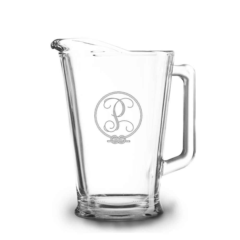 Rope 60 oz Etched Glass Pitcher
