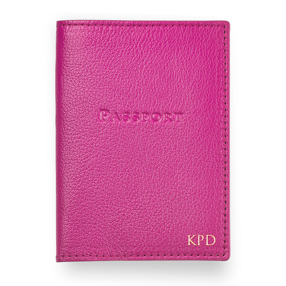 Pink Leather Passport Cover