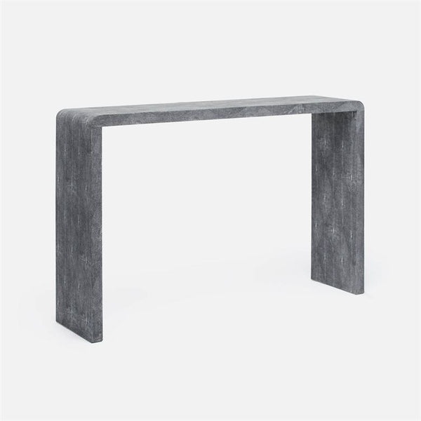 Made Goods Harlow Narrow Console - Cool Gray Realistic Faux Shagreen