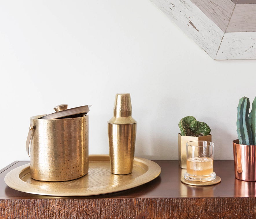 Blue Pheasant Winsford Antique Brass Tray Round