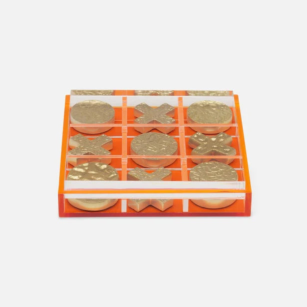 Pigeon and Poodle Alzey Tic Tac Toe Acrylic Set - Clear/Tangerine