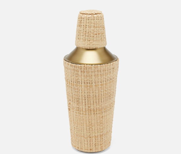 Blue Pheasant Barth Natural Gold Cocktail Shaker Raffia