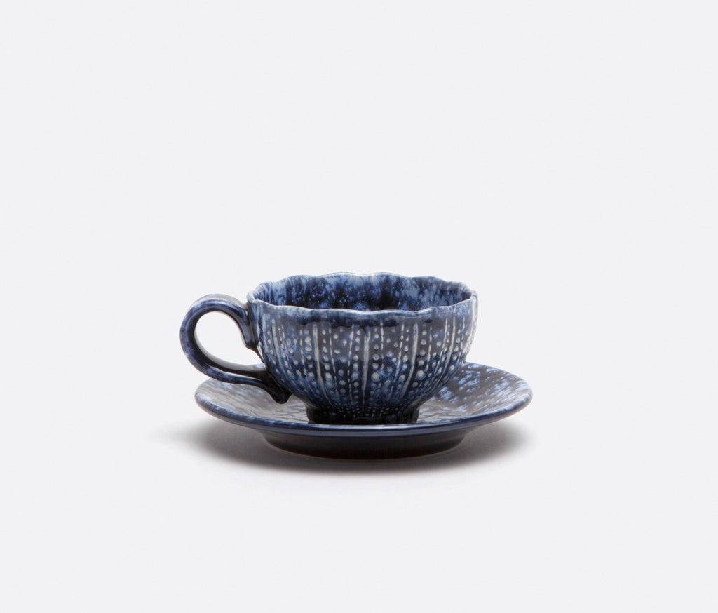 Blue Pheasant Isla Spotted White/Navy Cup and Saucer (Pack/4)