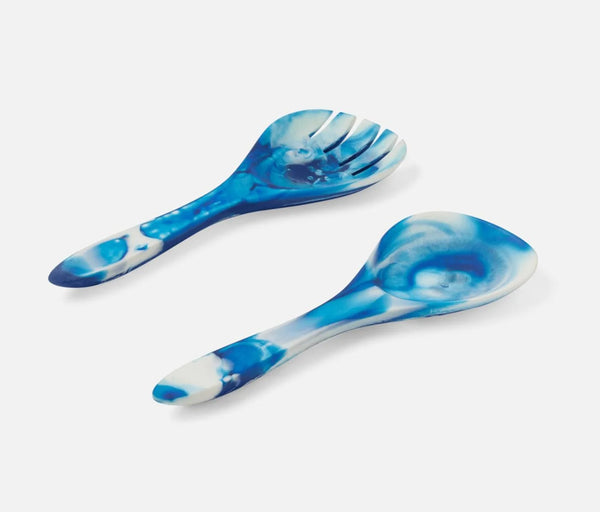 Blue Pheasant Laney Swirled 2-Piece Serving Set - Blue