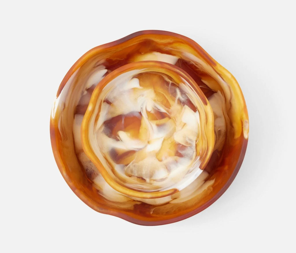 Blue Pheasant Beatrix Swirled Serving Bowls - Amber