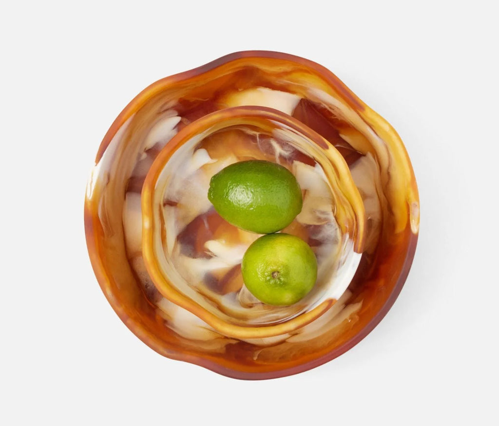 Blue Pheasant Beatrix Swirled Serving Bowls - Amber