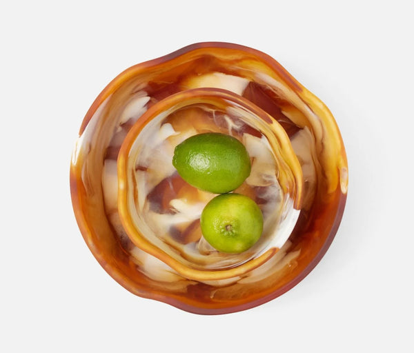 Blue Pheasant Beatrix Swirled Serving Bowls - Amber
