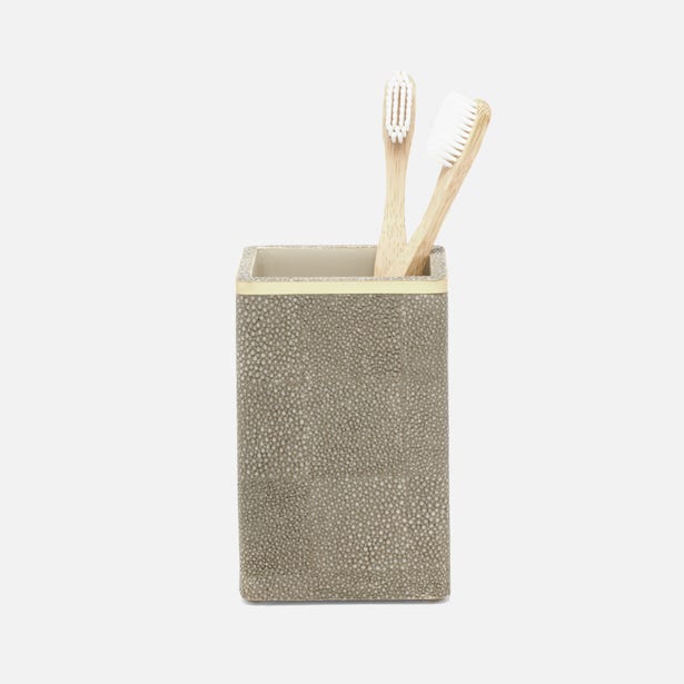 Pigeon and Poodle Bradford Sand/Gold Square Straight Brush Holder