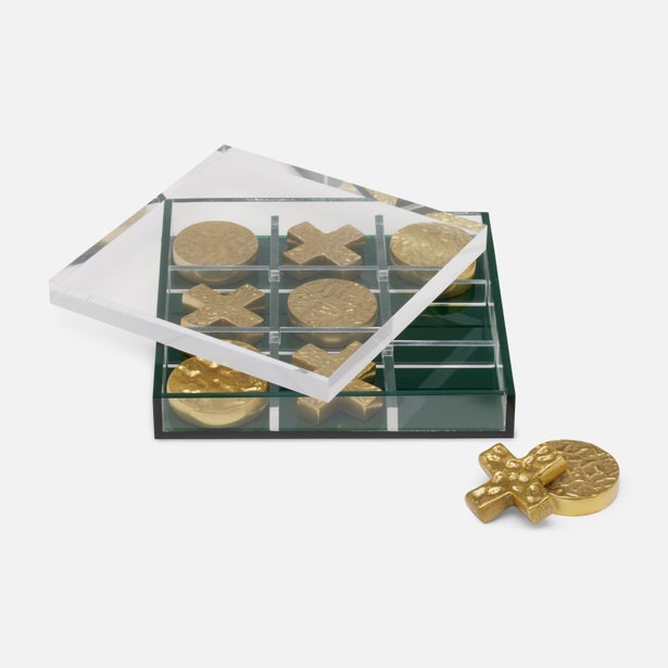 Pigeon and Poodle Alzey Clear/Green Tic Tac Toe Acrylic Set