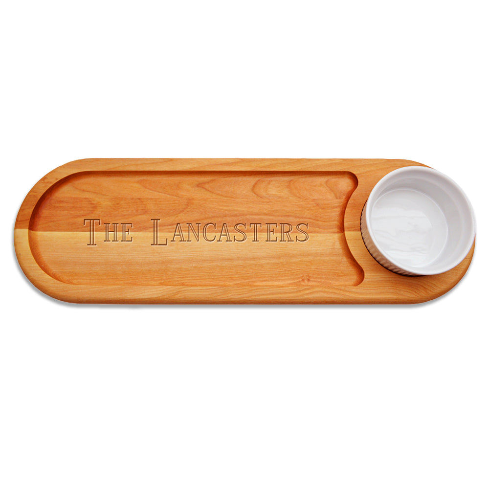 Wooden Tray With Dip Holder