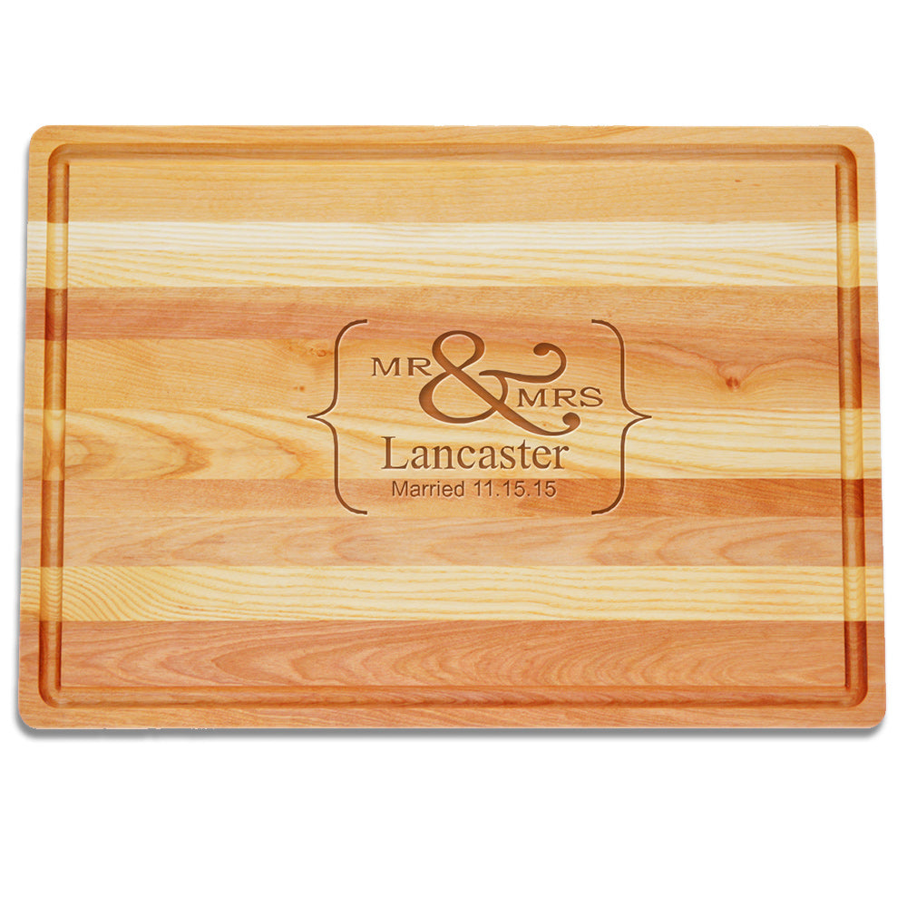 “Mr and Mrs” Large Wooden Cutting Board