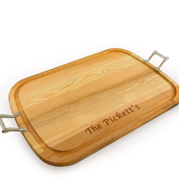 Large Wooden Artisan Tray with Handles