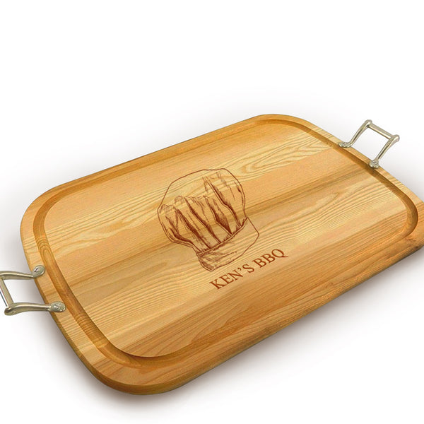 Chef Hat Wooden Artisan Tray with Handle