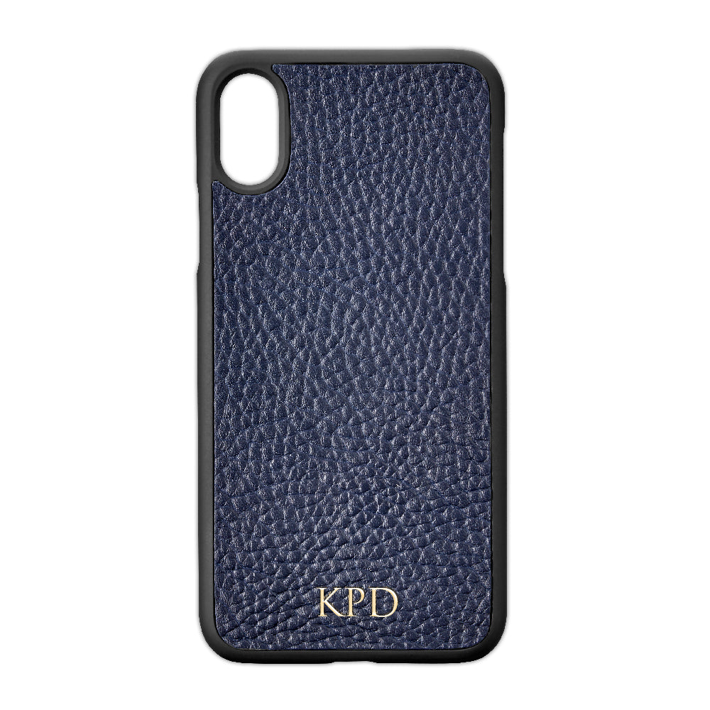 Blue Pebble Leather iPhone Case