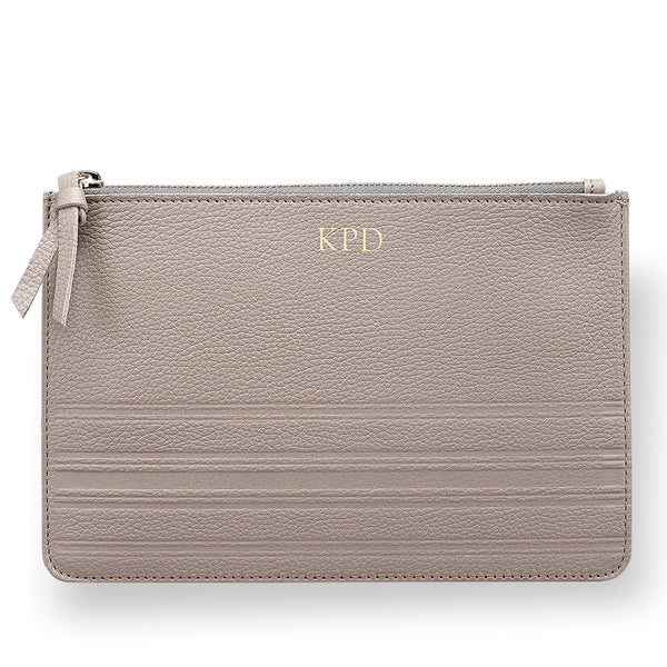 Taupe Leather Clutch