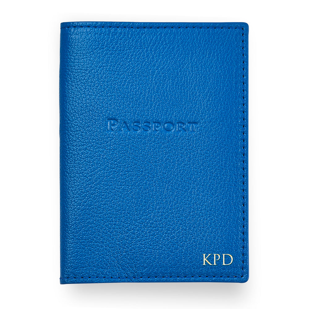 Blue Leather Passport Cover