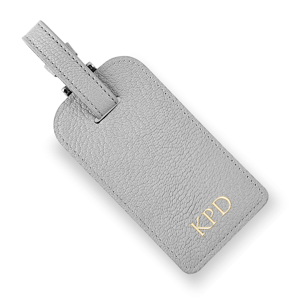 Gray Leather Luggage Tag