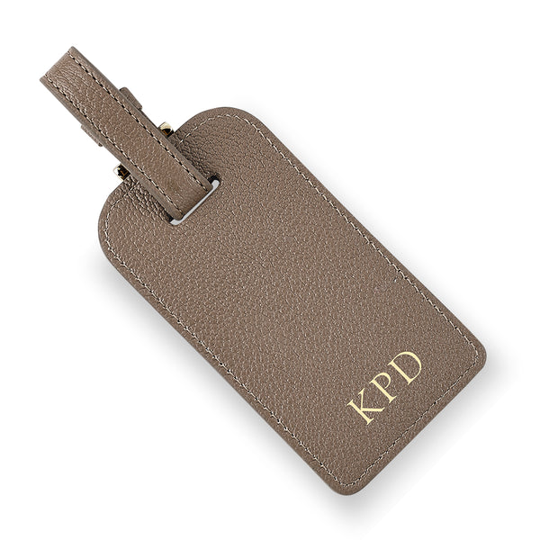 Taupe Leather Luggage Tag