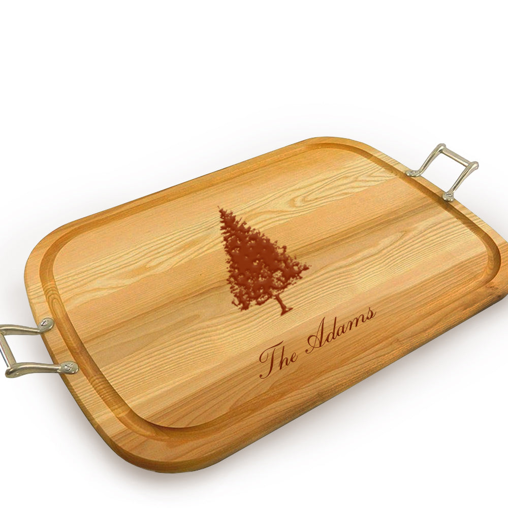 Fir Tree Wooden Artisan Tray with Handles