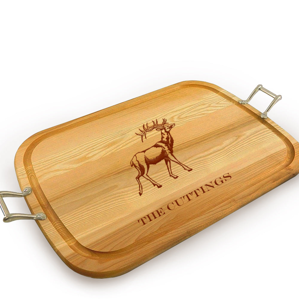 Stag Wooden Artisan Tray with Handles
