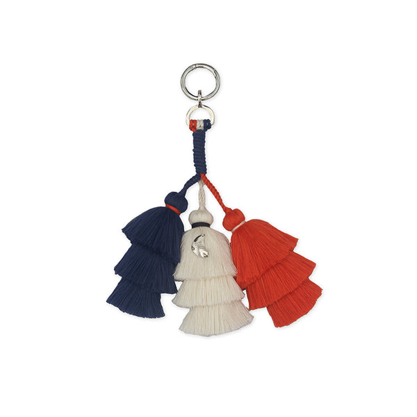 Pais Textil Orange, White and Navy Bag Tassel