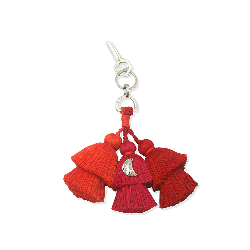 Pais Textil Orange, Pink and Red Tassel Keychain