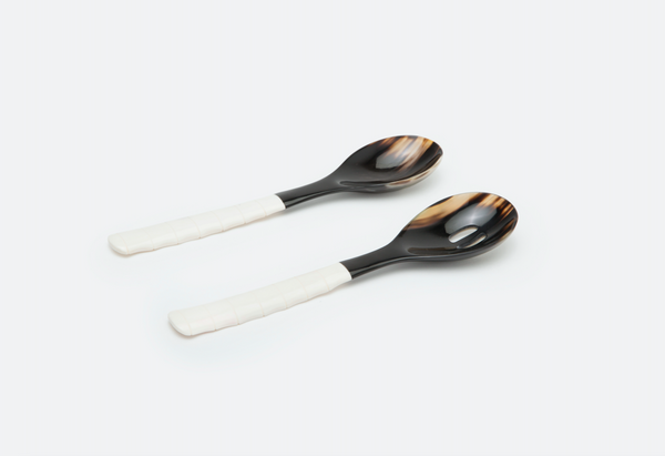 Blue Pheasant Halette Mixed Black Natural 2-Piece Serving Spoon Set