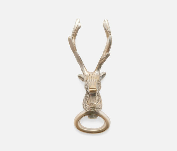 Blue Pheasant Theodore Tarnished Deer Head Bottle Opener - Silver