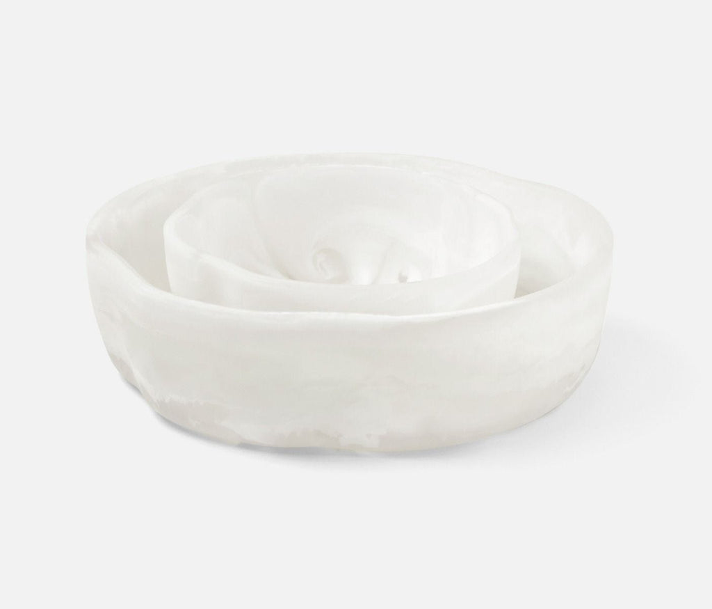 Blue Pheasant Beatrix White Swirled Serving Bowls - White