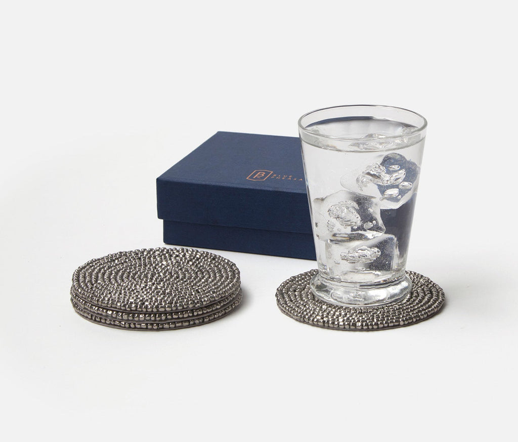 Blue Pheasant Aria Silver Round Coasters, Boxed Set of 4