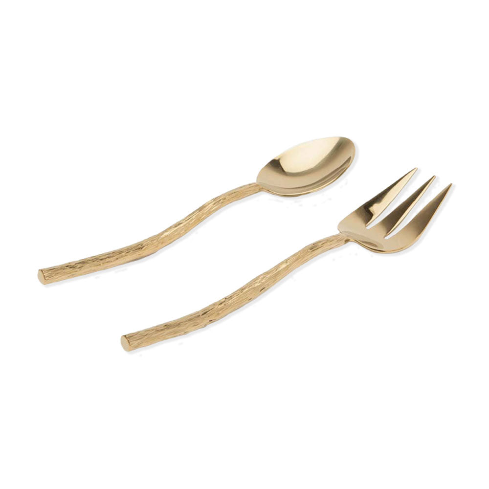 Blue Pheasant Danele Polished Gold 2-Piece Serving Set