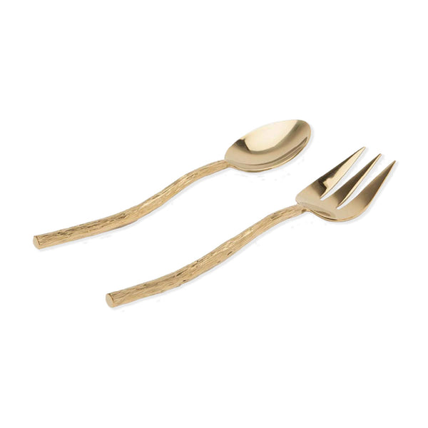 Blue Pheasant Danele Polished Gold 2-Piece Serving Set