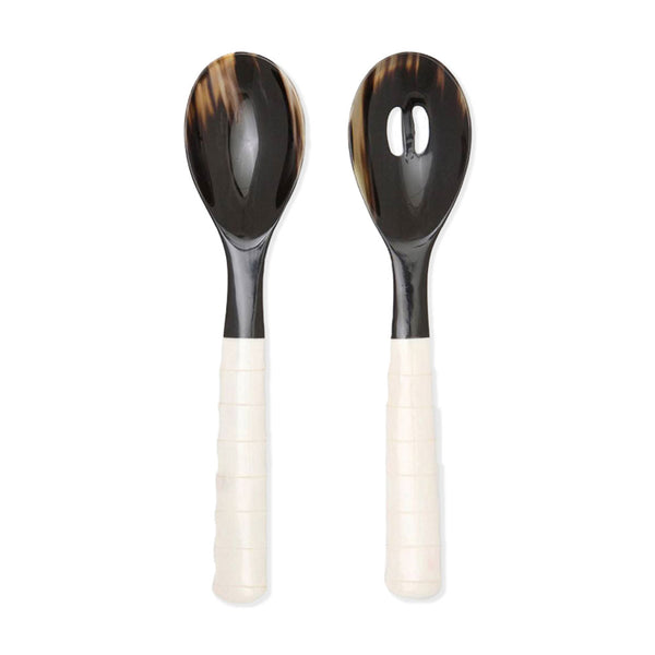 Blue Pheasant Halette Mixed Black Natural 2-Piece Serving Spoon Set