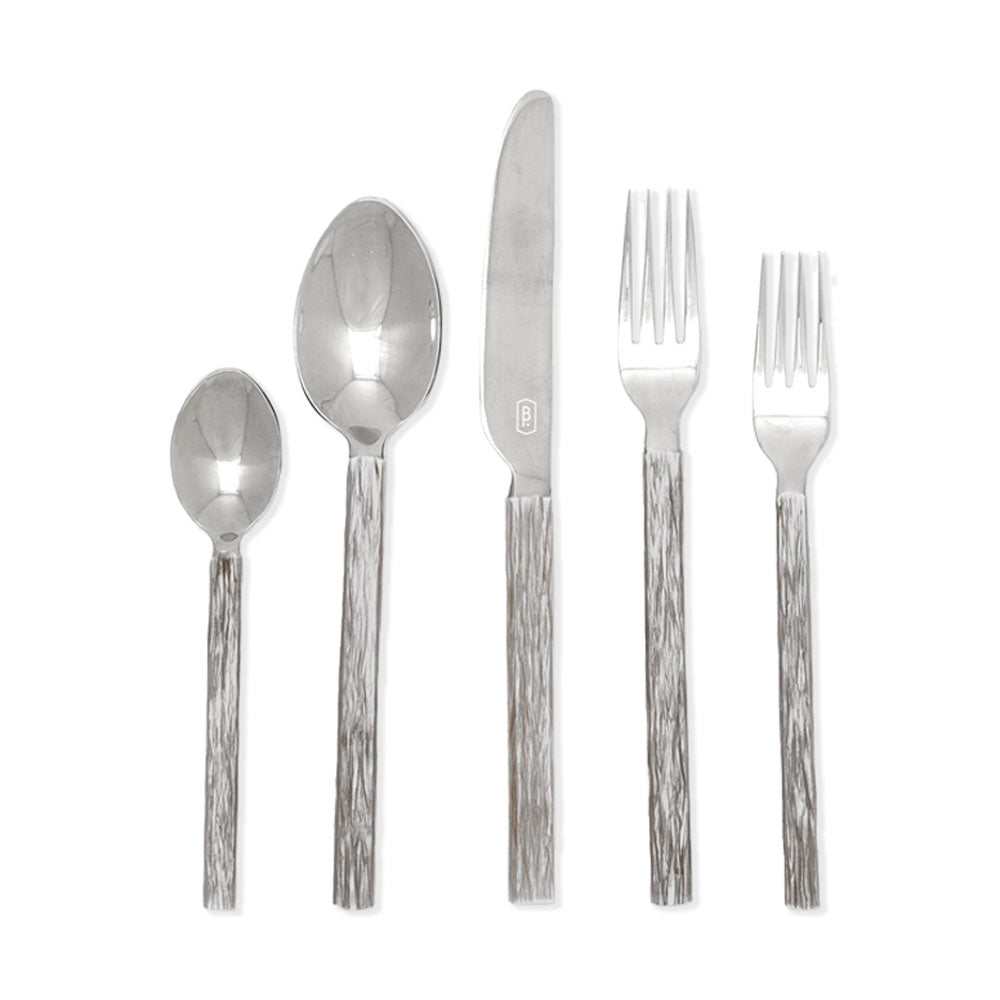 Blue Pheasant Harrison Silver Faux Bois Flatware Set