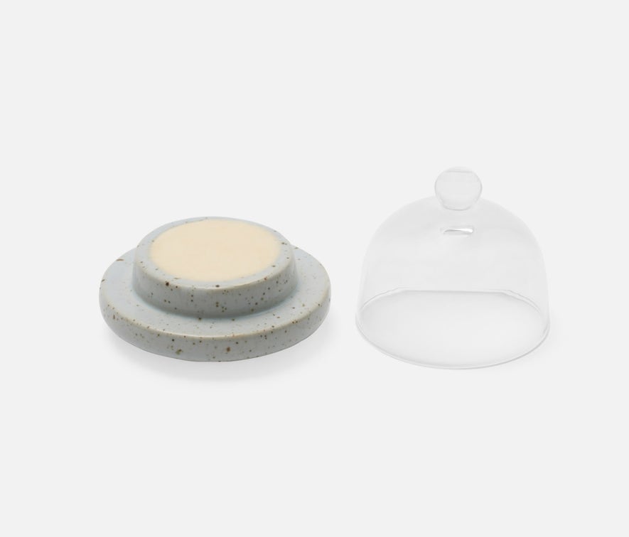 Blue Pheasant Marcus White Salt Glaze Round Butter Dish - Pack of 2