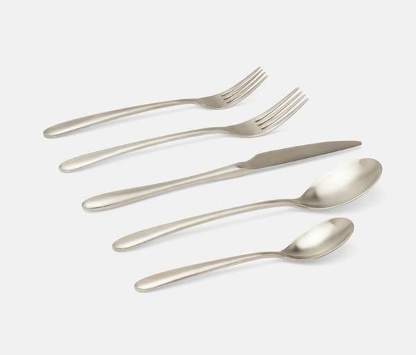 Blue Pheasant Alba Silver Flatware - 5 piece set: Knife, Dinner Fork, Salad Fork, Soup Spoon, Tea Spoon