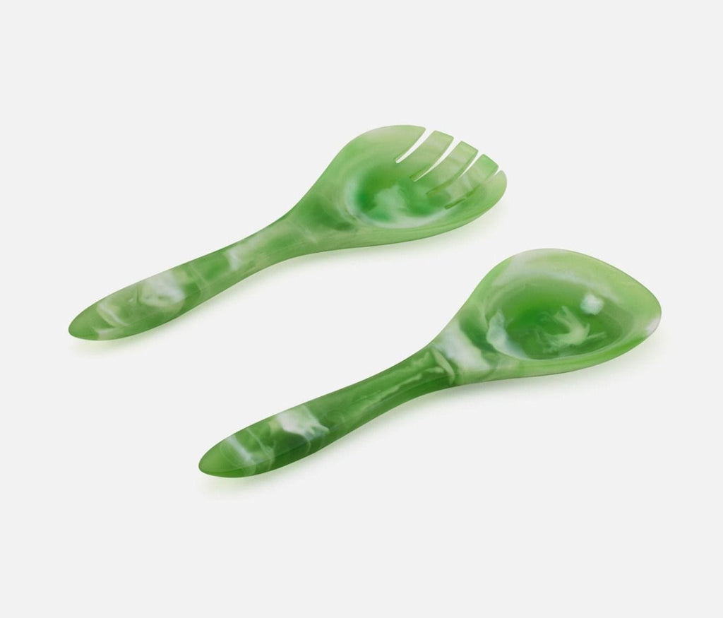 Blue Pheasant Laney Green Swirled 2-Piece Serving Set