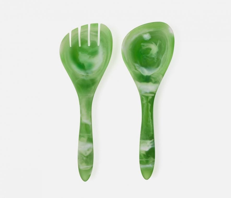 Blue Pheasant Laney Green Swirled 2-Piece Serving Set