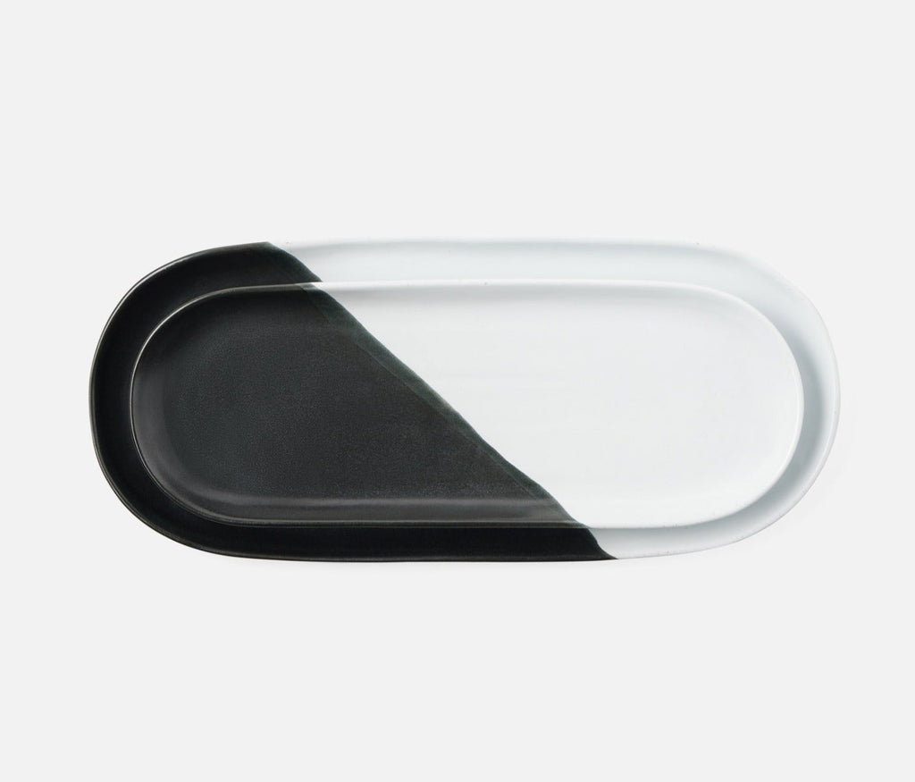 Blue Pheasant Landen Black and White Oblong Serving Platter - Set of 2
