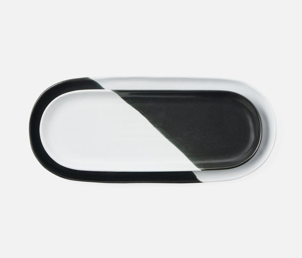 Blue Pheasant Landen Black and White Oblong Serving Platter - Set of 2