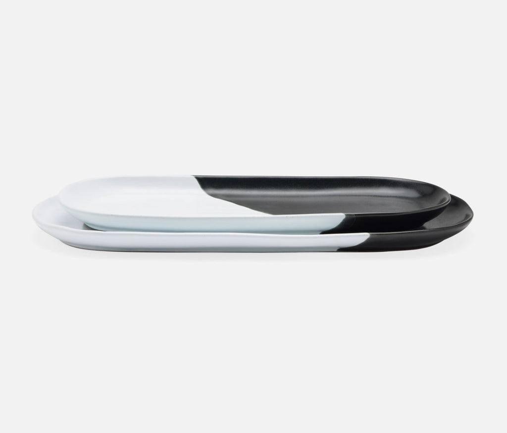 Blue Pheasant Landen Black and White Oblong Serving Platter - Set of 2