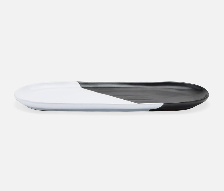 Blue Pheasant Landen Black and White Oblong Serving Platter - Set of 2