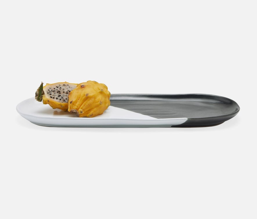 Blue Pheasant Landen Black and White Oblong Serving Platter - Set of 2