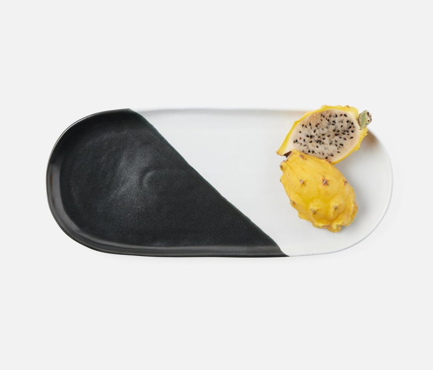 Blue Pheasant Landen Black and White Oblong Serving Platter - Set of 2
